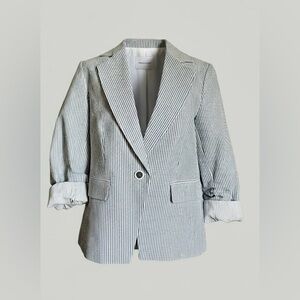 Joie Black and White Striped Blazer